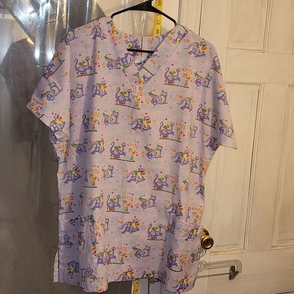 Elsie of Miami,lavender pink Dino, 2 lg pockets,Tapered back string belt. - Picture 1 of 8